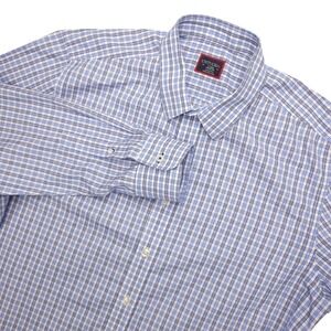 UNTUCKit Shirt Mens Large Blue Check Durif Wrinkle Free Button Up Cotton